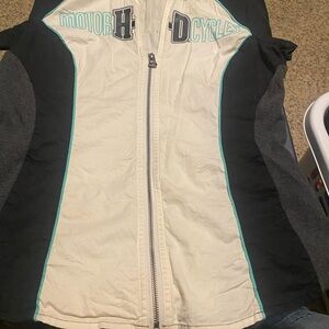 Harley-Davidson Black and Cream Short Sleeve Top